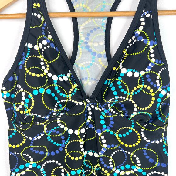 Merona Funky Print Racer Back Tankini Top Small - Picture 3 of 7
